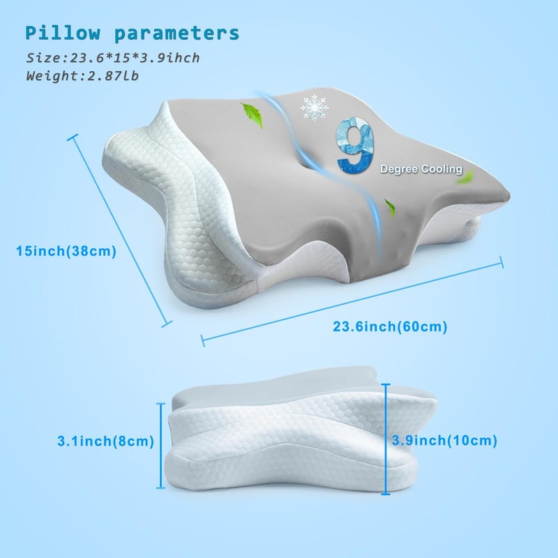 Newpol Comfort Memory Foam Pillow for Neck Pain Relief & Cervical Support - Cooling Material Ergonomic Bed Massage Pillow for Side/Back/Stomach Sleepers - Image 5